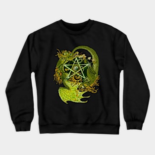 Pentagram Dragon In Green Crewneck Sweatshirt